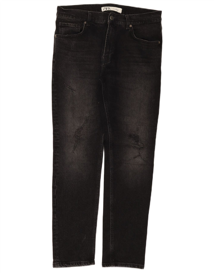 Zara Herre Slim Jeans EU 42 Large W32 L30 Sort Bomuld