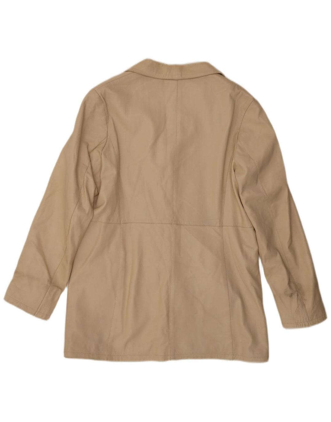 Vintage dame 3-knaps læder blazerjakke IT 48 XL beige læder