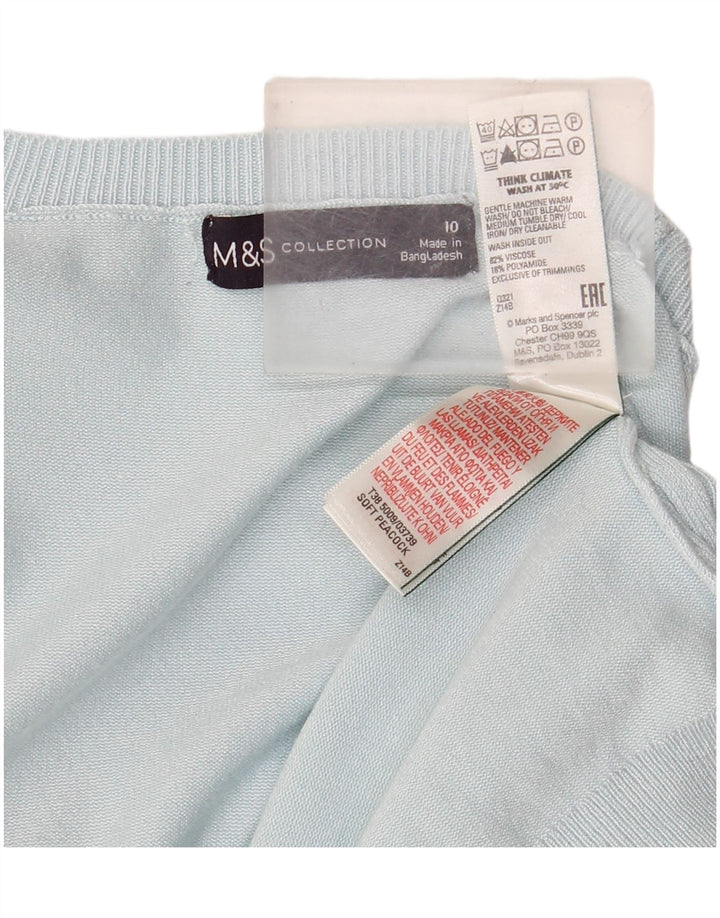 Marks & Spencer Dame Crop Crew Neck Jumper Sweater UK 10 Small Blue