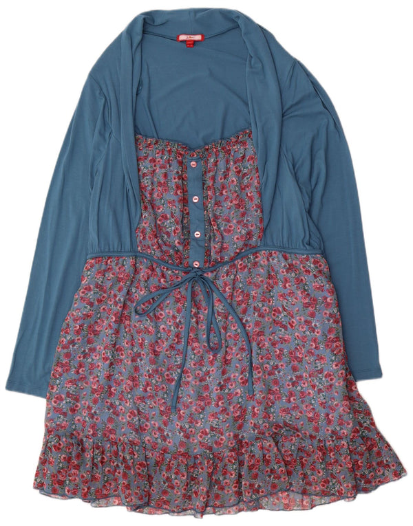 Joe Browns Kvinders Tiered Dress UK 18 XL Blue Floral Viscose