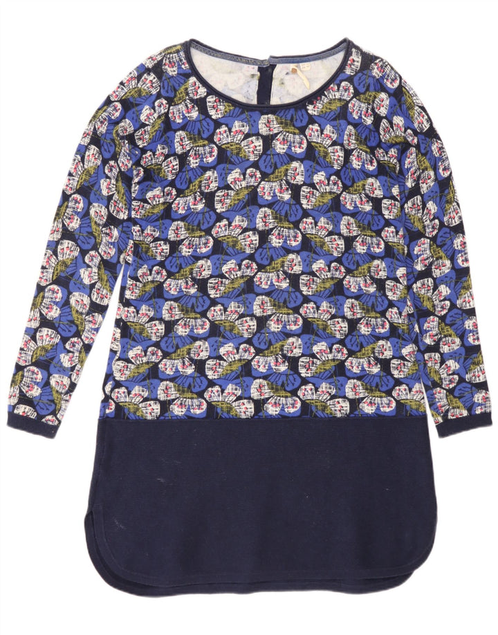 White Stuff Dame Langærmet Shift Dress UK 12 Medium Blue Floral Bomuld
