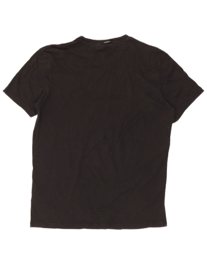 Napapijri Herre grafisk T-shirt Top Medium Sort Bomuld