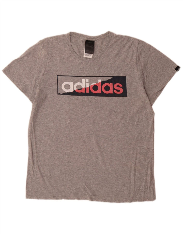 Adidas Herre Grafisk T-Shirt Top Lille Grå Bomuld
