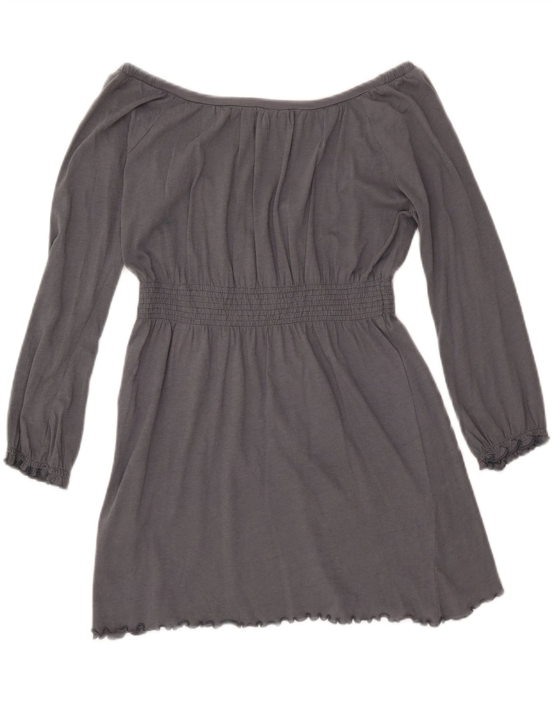 ZARA Dame Trafaluc 3/4 ærmet bluse top UK 12 mellemgrå bomuld