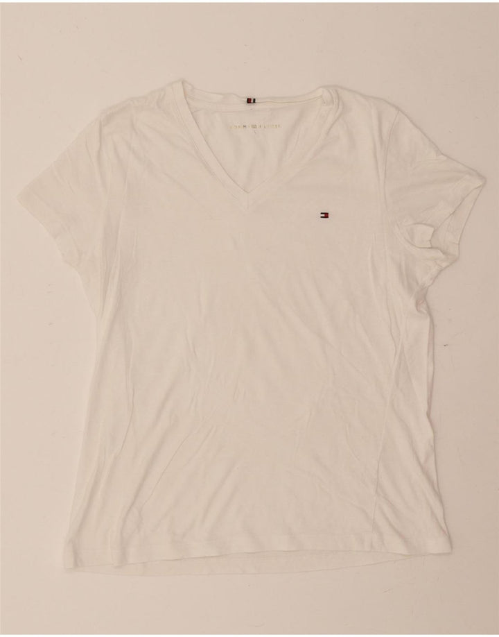 TOMMY HILFIGER Womens T-Shirt Top UK 14 Large White Vintage Tommy Hilfiger and Second-Hand Tommy Hilfiger from Messina Hembry 