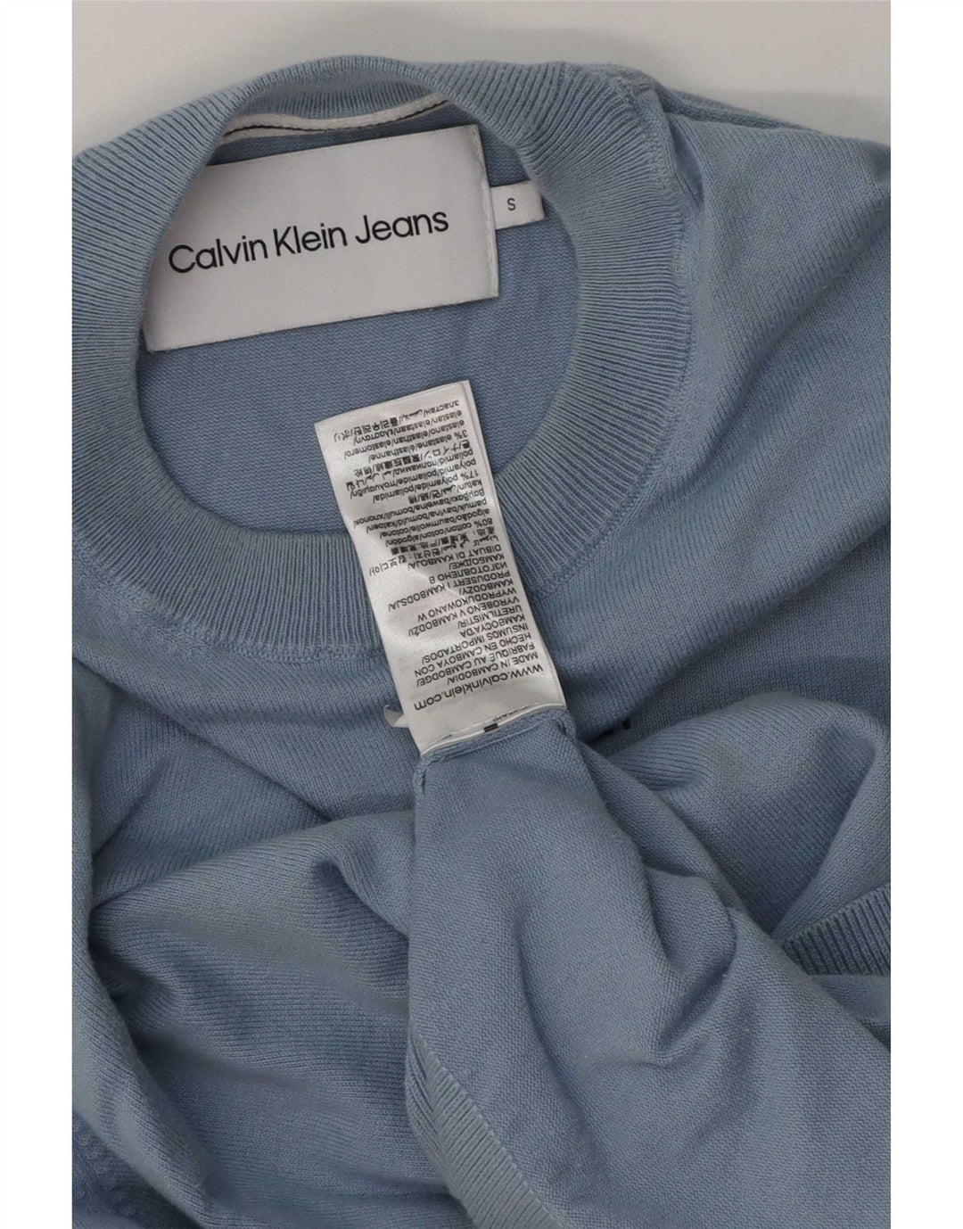 Calvin Klein Jeans Herre trøje med rund hals, lille blå bomuld