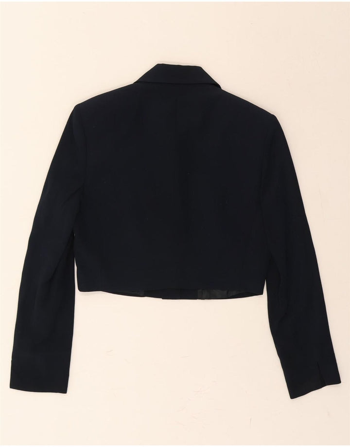 L'EQUIPE Womens Crop 3 Button Blazer Jacket IT 40 Small Navy Blue Viscose Vintage L'Equipe and Second-Hand L'Equipe from Messina Hembry 