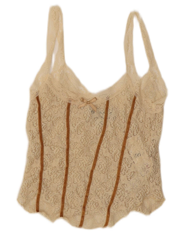 Urban Outfitters Dame Crop Lace Cami Top UK 8 Small Beige Floral
