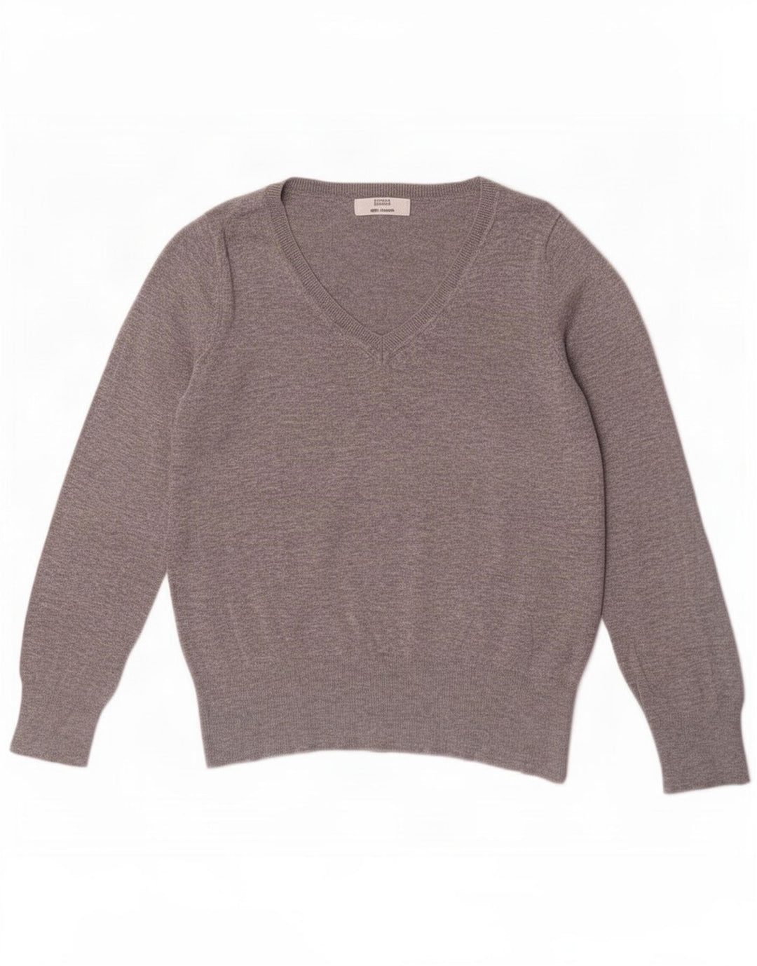 Marks & Spencer Dame V-hals sweater UK 14 Medium Grey Viscose