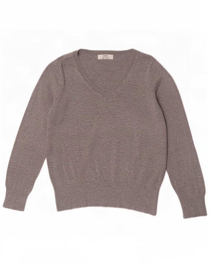 Marks & Spencer Dame V-hals sweater UK 14 Medium Grey Viscose