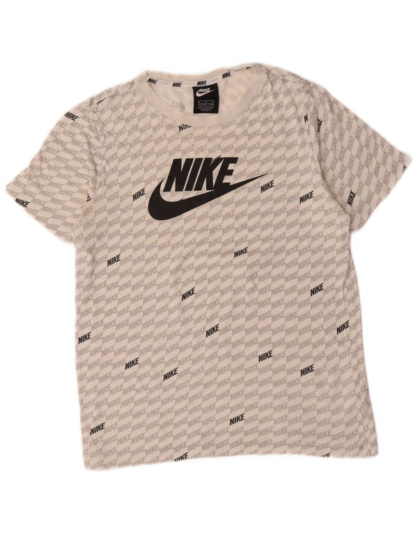 Nike drenge grafisk t-shirt top 13-14 år XL hvid geometrisk bomuld