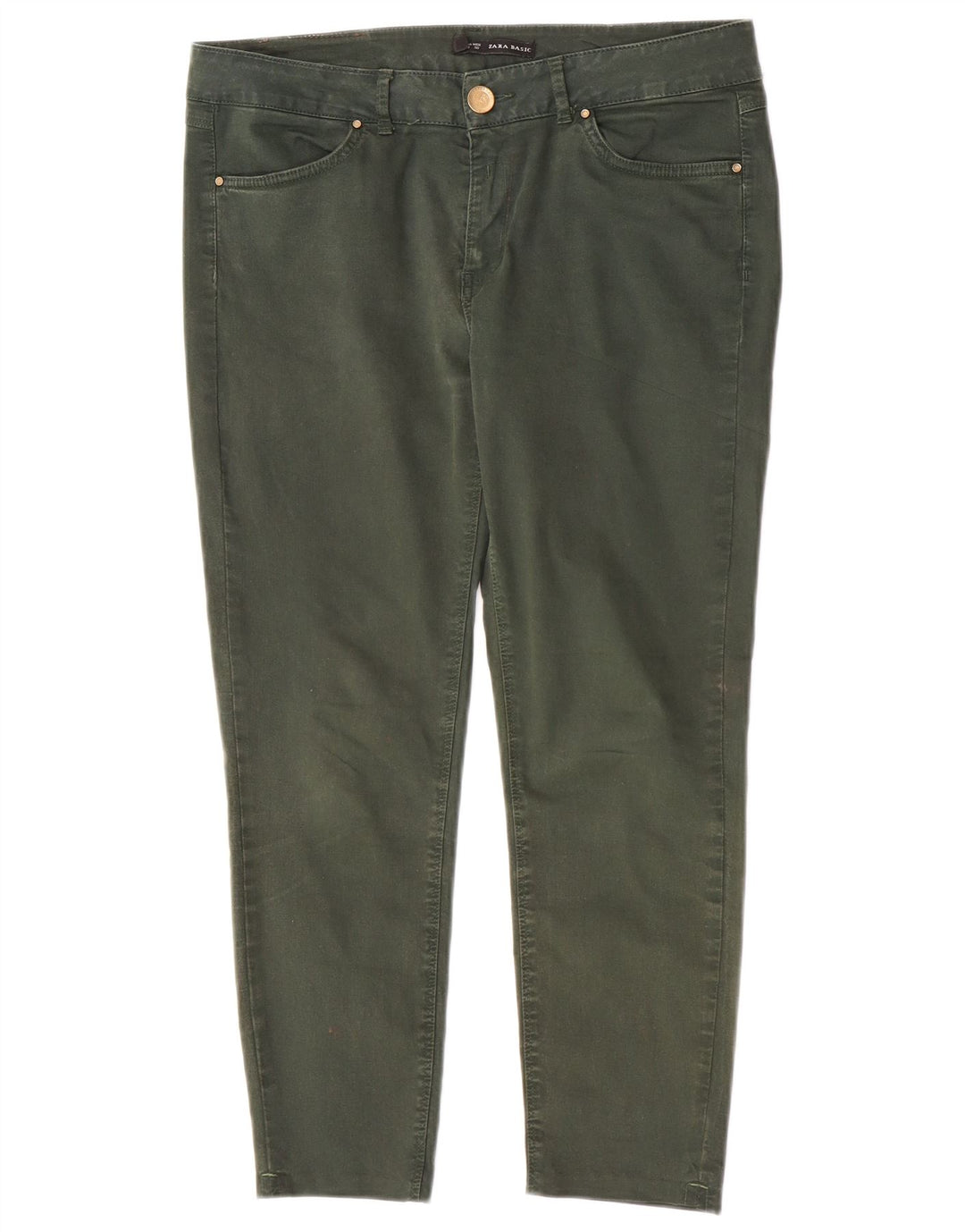 Zara Womens Crop Slim Jeans EU 40 Medium W30 L24 Grøn