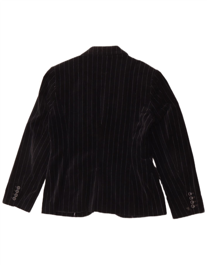 Esprit Dame 2 Button Velvet Blazer Jacket UK 14 Large Black Pinstripe
