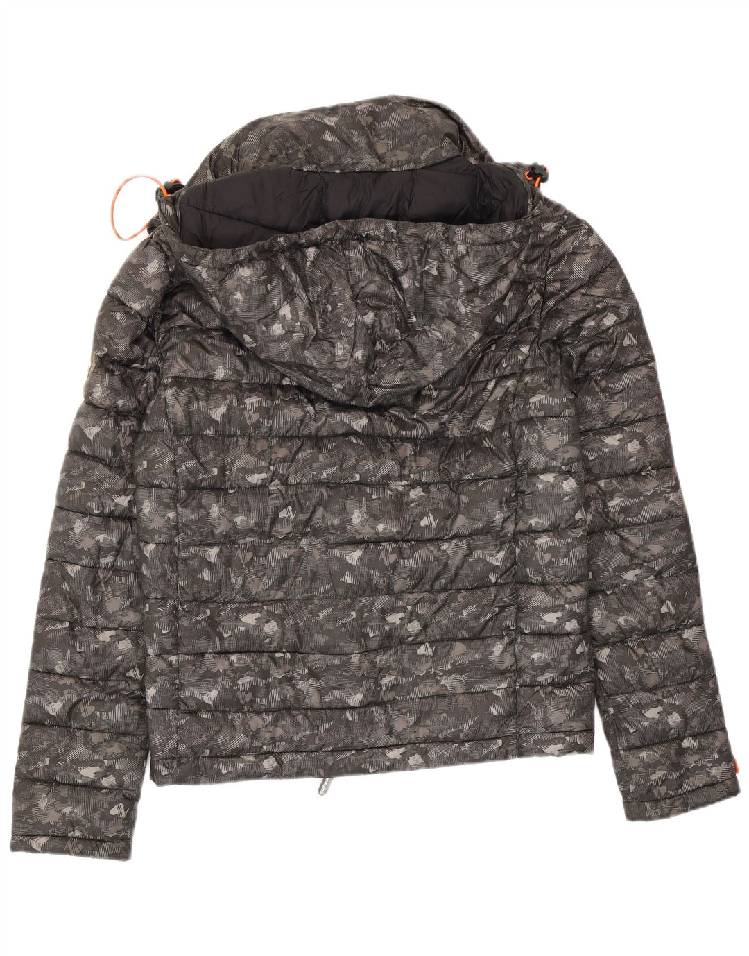Superdry Polstret hættejakke til kvinder UK 14 Medium Grey Camouflage Polyester