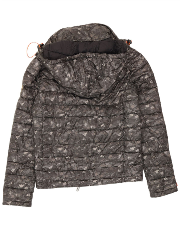 Superdry Polstret hættejakke til kvinder UK 14 Medium Grey Camouflage Polyester