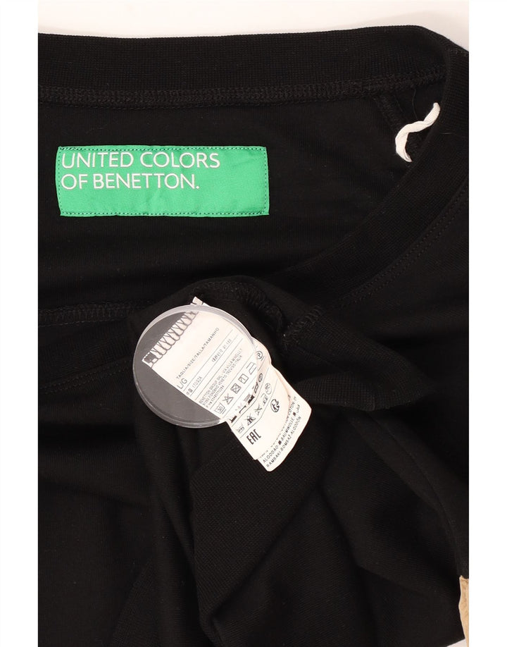 Benetton Dame Sweatshirt Jumper UK 16 Large Black Colourblock