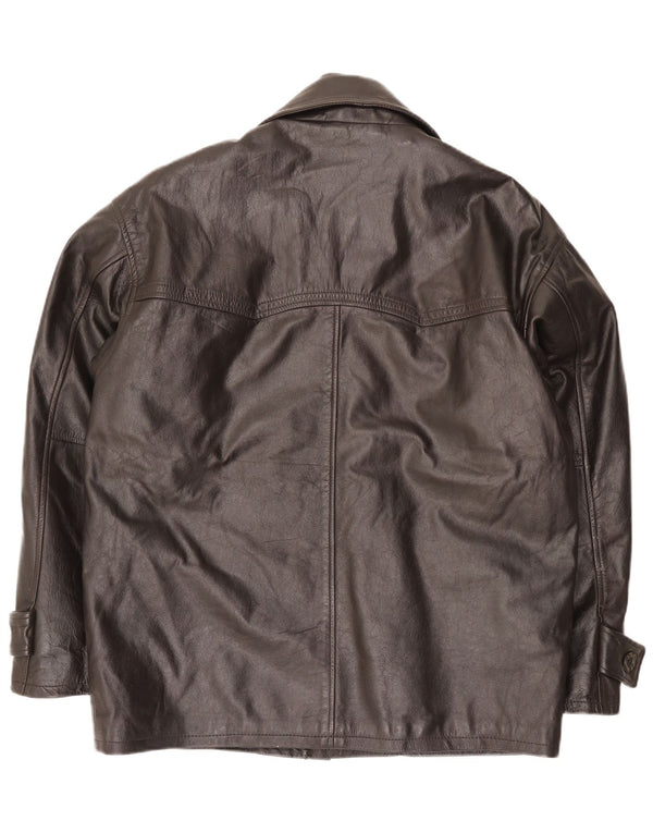 Vintage herre læderjakke EU 52 XL brunt læder