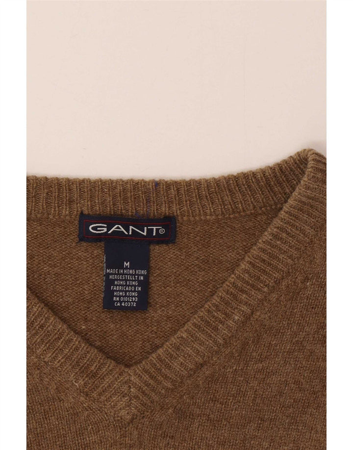 Gant Herre V-hals sweater Medium Brun Flecked Lammeuld