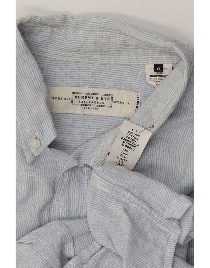 MURPHY & NYE Herreskjorte XL Blå nålestribet bomuld