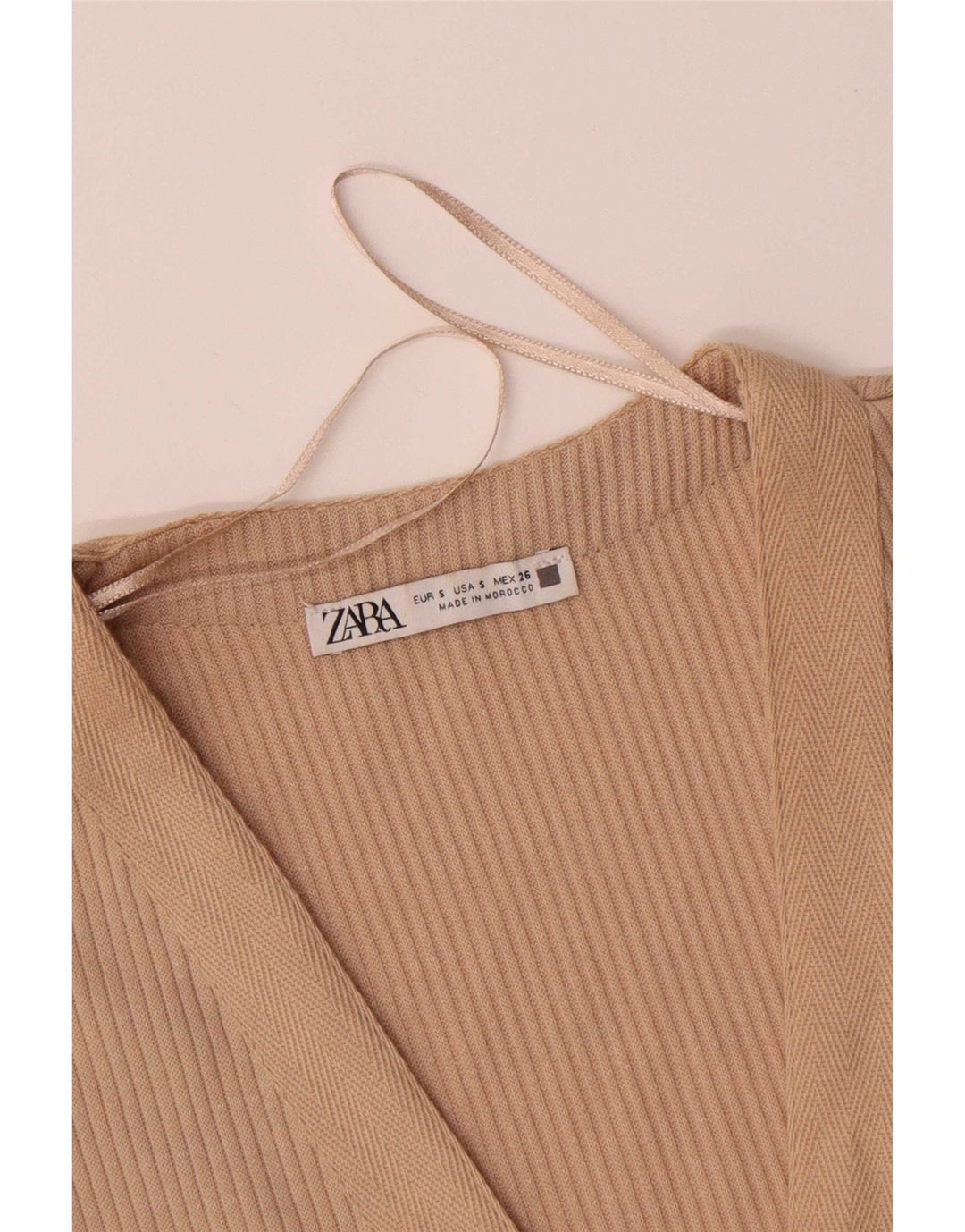 Zara Dame Sleeveless Jumper Dress UK 10 Small Beige Polyester