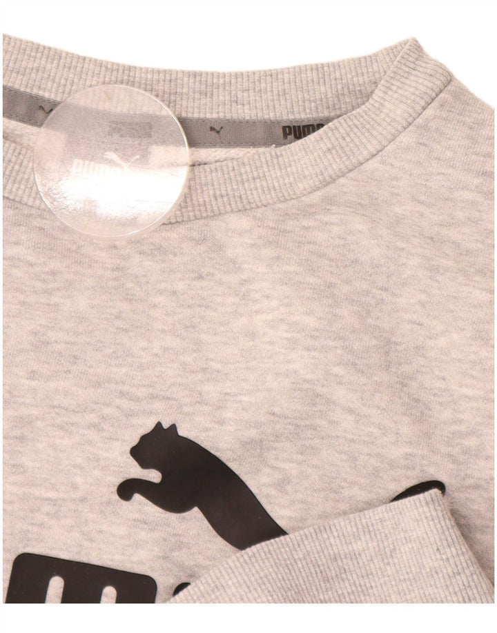 PUMA Graphic Sweatshirt Jumper UK 14 Medium Grey Flecked Bomuld