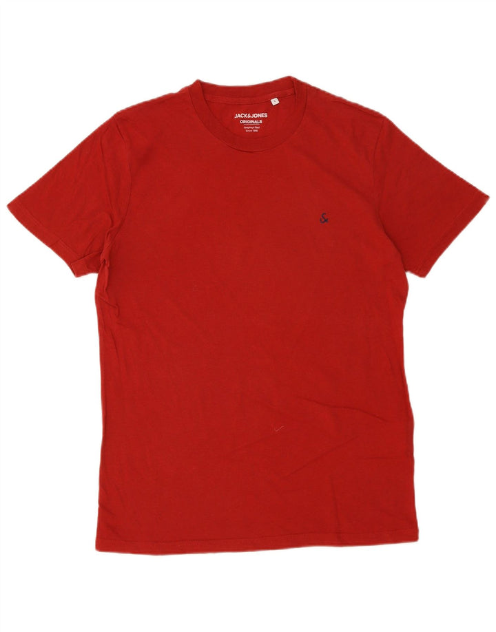 JACK & JONES Herre T-Shirt Top Stor Rød Bomuld