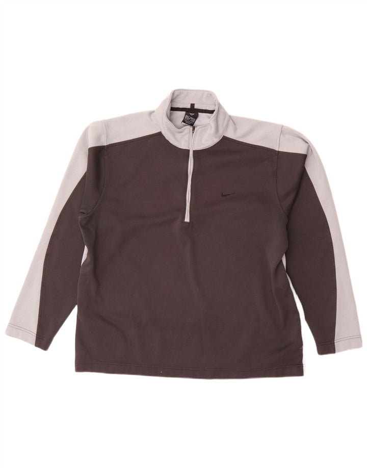 Nike Herre Dri Fit Pullover Træningsdragt Top UK 42/44 Stor Grå Colourblock