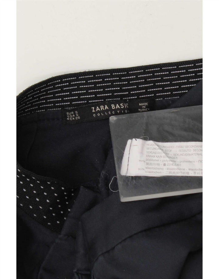 Zara Dame Slim Chino Bukser Small W26 L27 Navy Blue Polyester