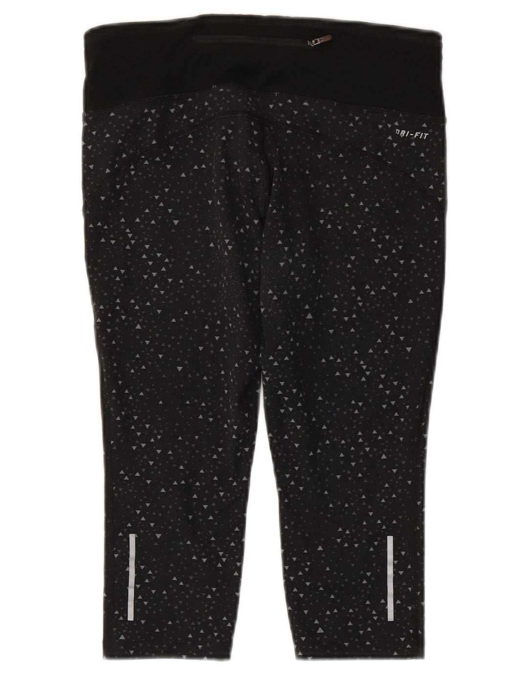 Nike Dame Dri Fit Capri Leggings UK 10 Small Black Geometric Polyester