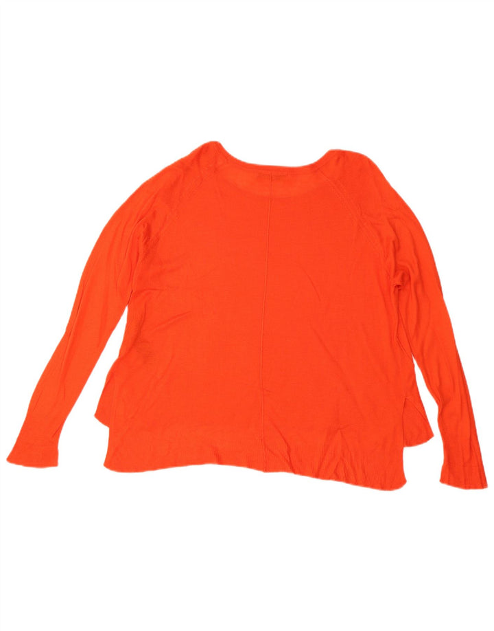 Zara Dame Boat Neck Jumper Sweater UK 14 Medium Orange Viscose