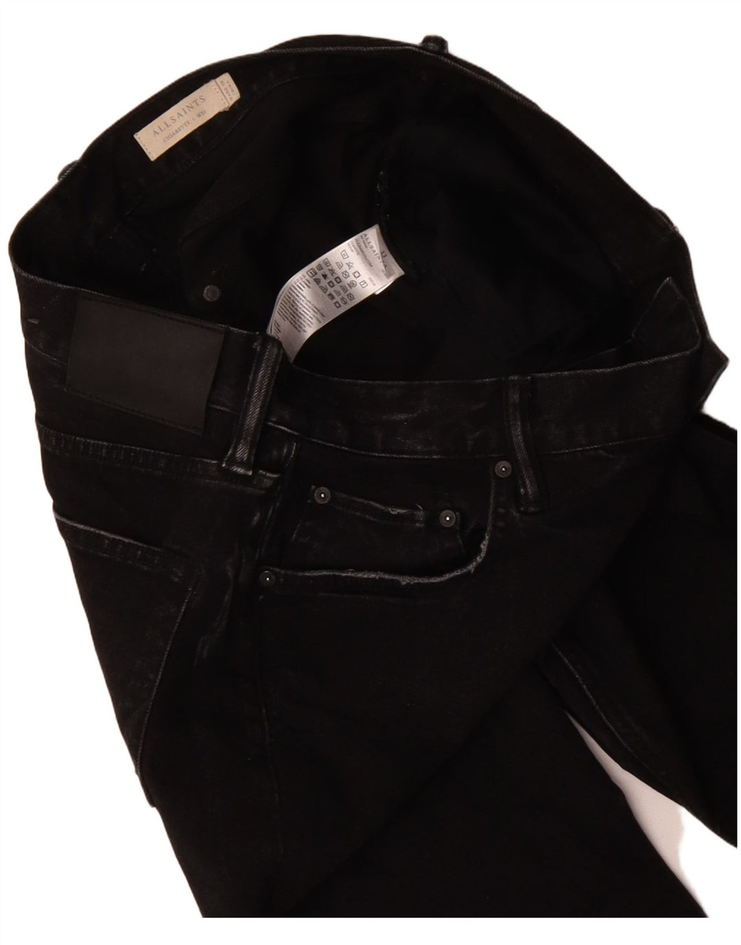 ALL SAINTS Herre Cigarette Cropped Jeans W33 L24 Sort Bomuld