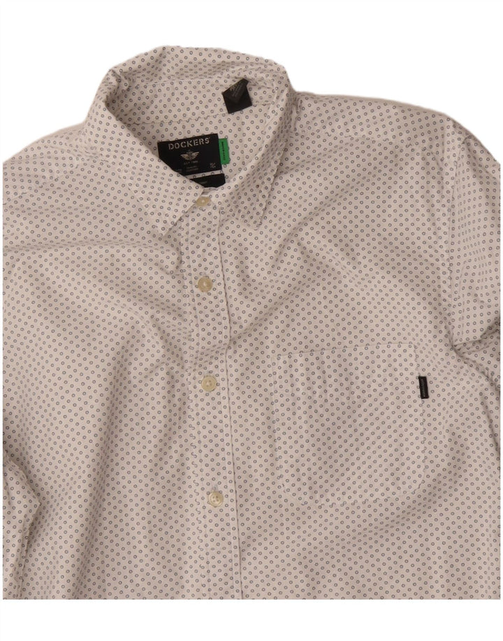 Dockers herreskjorte medium hvid geometrisk bomuld