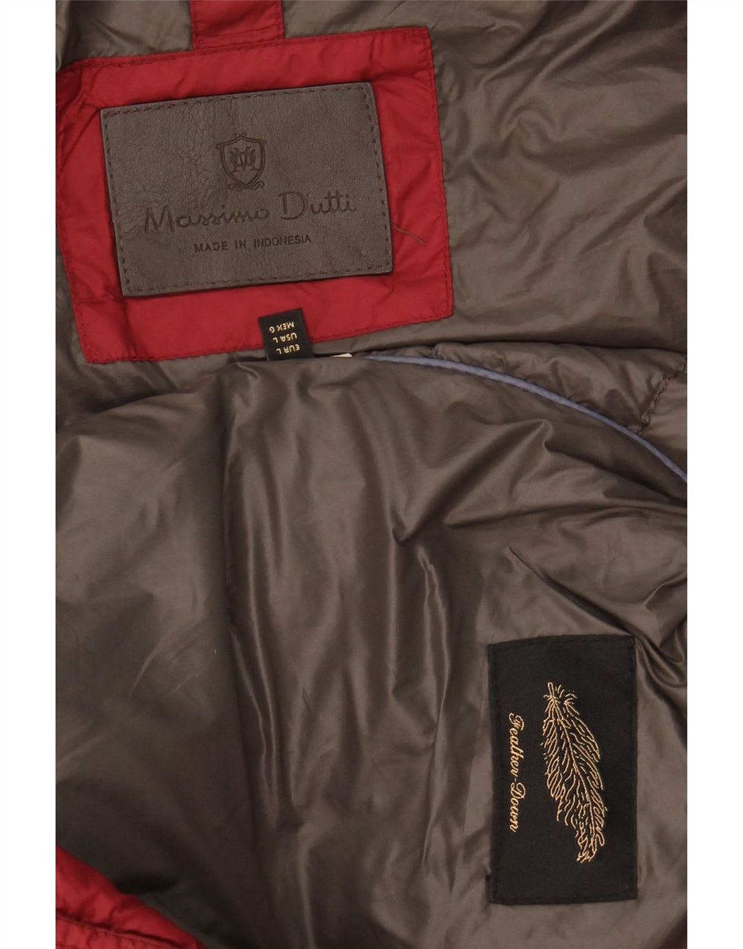MASSIMO DUTTI Womens Hooded Padded Jacket UK 16 Large Red