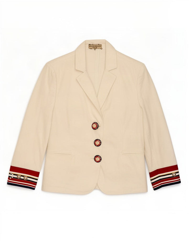 Elisa Fanti Dame 3 Button Blazer Jacket IT 48 XL Hvid Colourblock