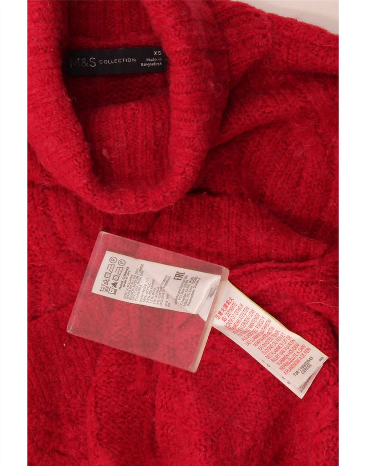 Marks & Spencer Dame Oversized trøjetrøje med rullehals UK 6 XS Rød