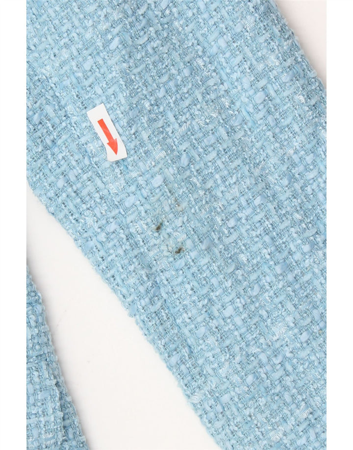 Zara Dame Dobbeltradet Blazer Jacket UK 14 Medium Blue Check Polyester