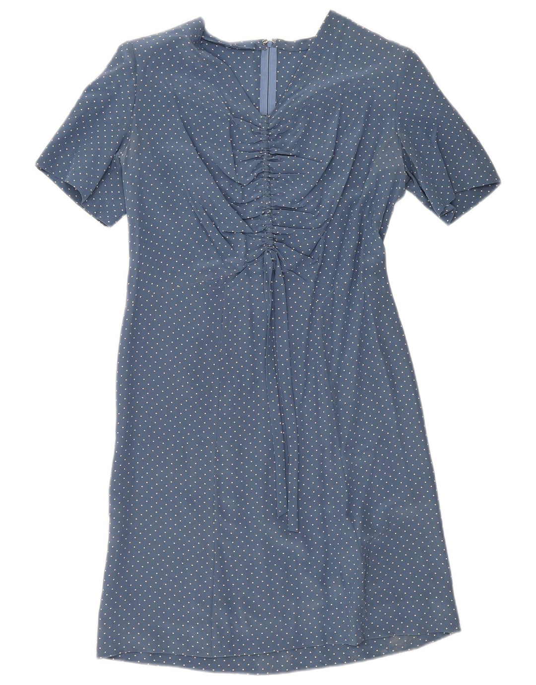 Vintage Dame A-Line Kjole UK 12 Medium Blue Spotted