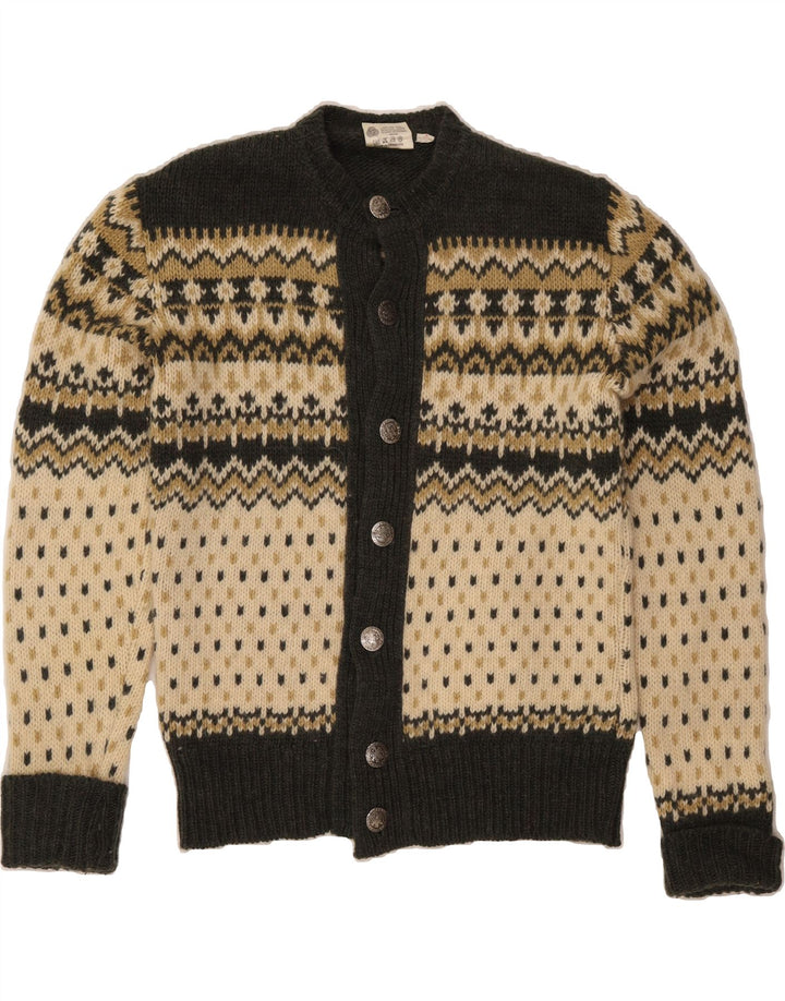 C&A Herre cardigan sweater IT 52/54 Large Khaki Fair Isle Wool