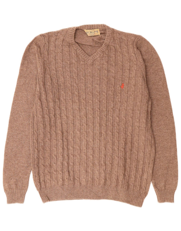 MARLBORO CLASSICS Herre V-hals sweater Medium brun uld