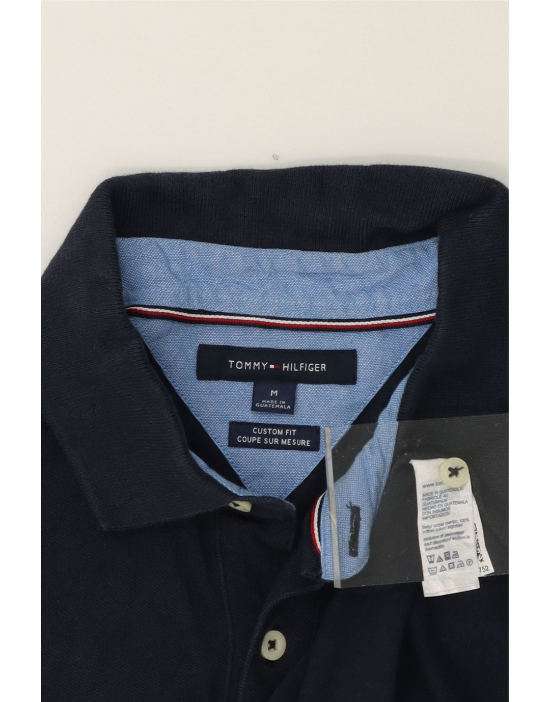 TOMMY HILFIGER Mens Custom Fit Polo Shirt Medium Navy Blue Cotton Vintage Tommy Hilfiger and Second-Hand Tommy Hilfiger from Messina Hembry 