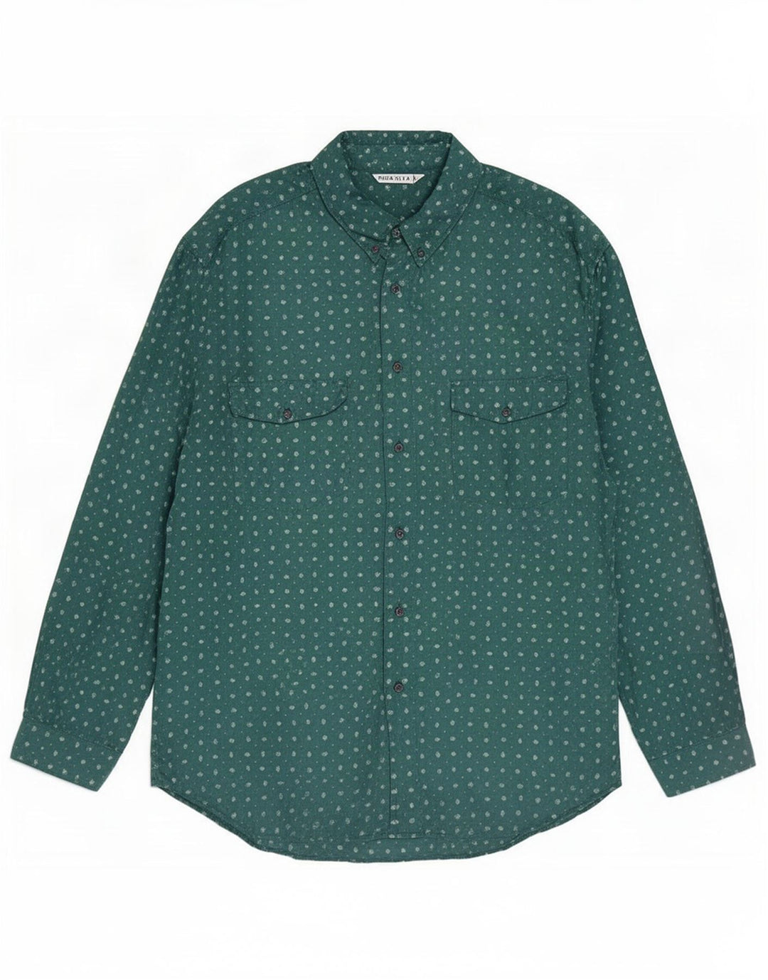 Vintage herreskjorte 2XL grøn plettet silke