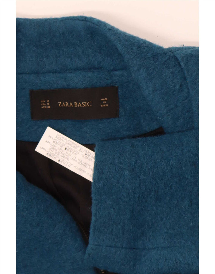 Zara Dame Overfrakke UK 14 Medium Navy Blue Polyester