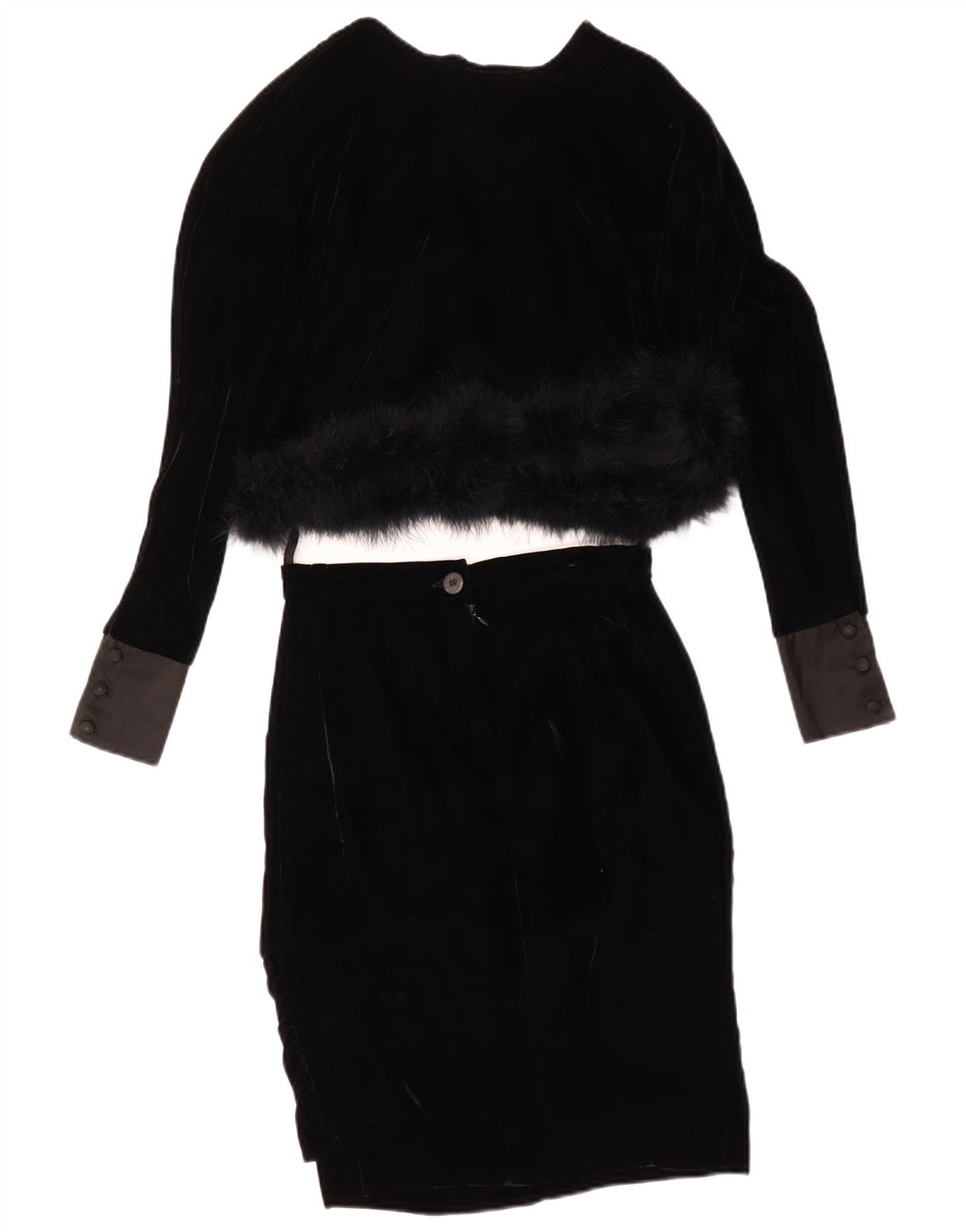 Vintage Womens Oversized 2-delt nederdelsæt IT 42 Medium W26 Sort