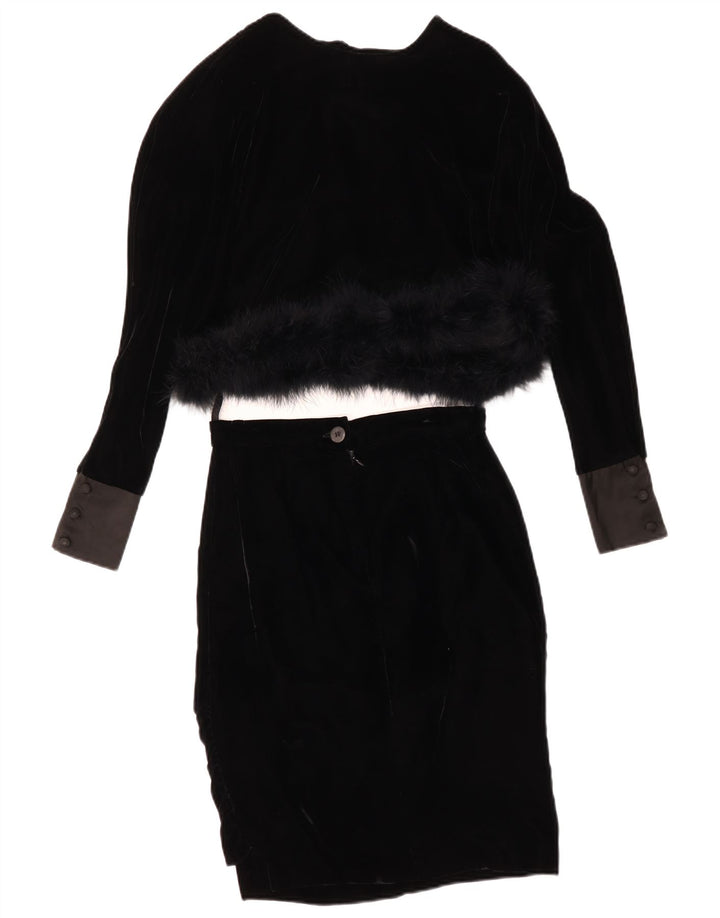 Vintage Womens Oversized 2-delt nederdelsæt IT 42 Medium W26 Sort