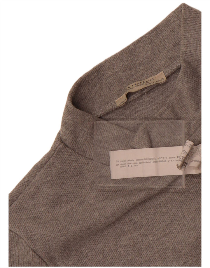 Zara Dame Trafaluc Crop T-Shirt Top UK 10 Lille Grå Polyester