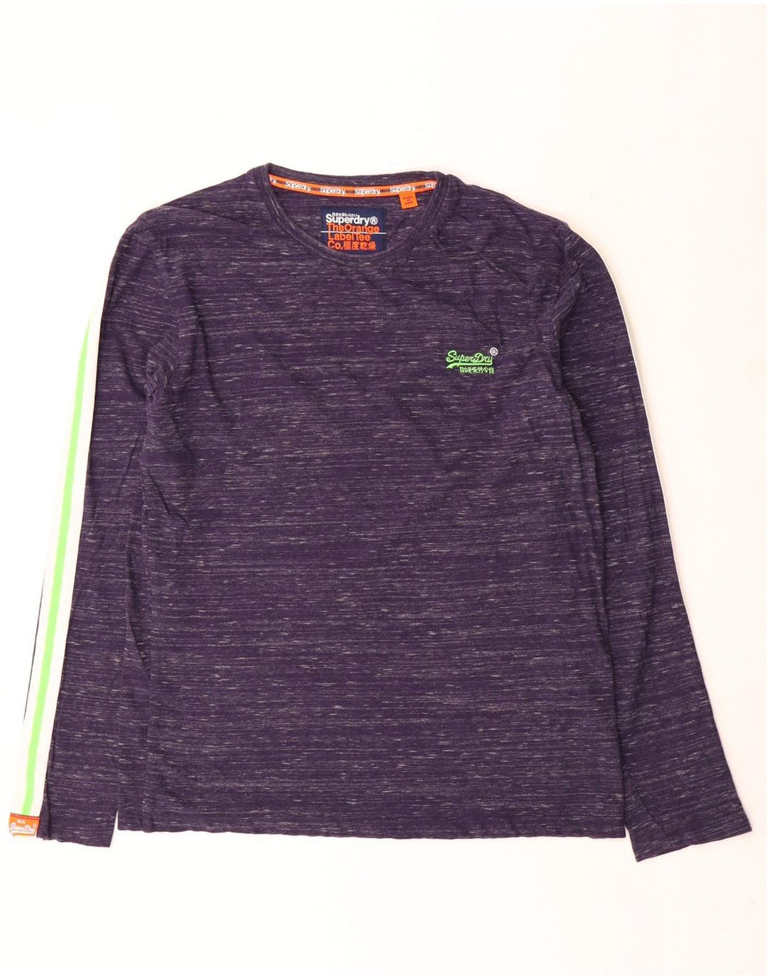Superdry Herre Top Langærmet Stor Marineblå Flecked Bomuld