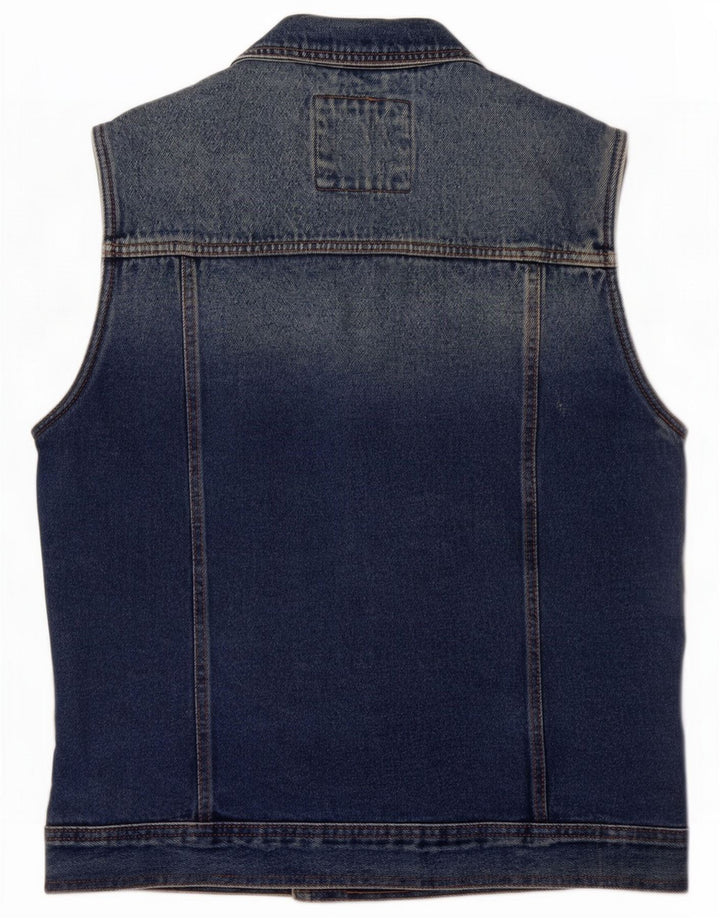 Pull & Bear Herre Denim Gilet UK 38 Medium Blue Cotton