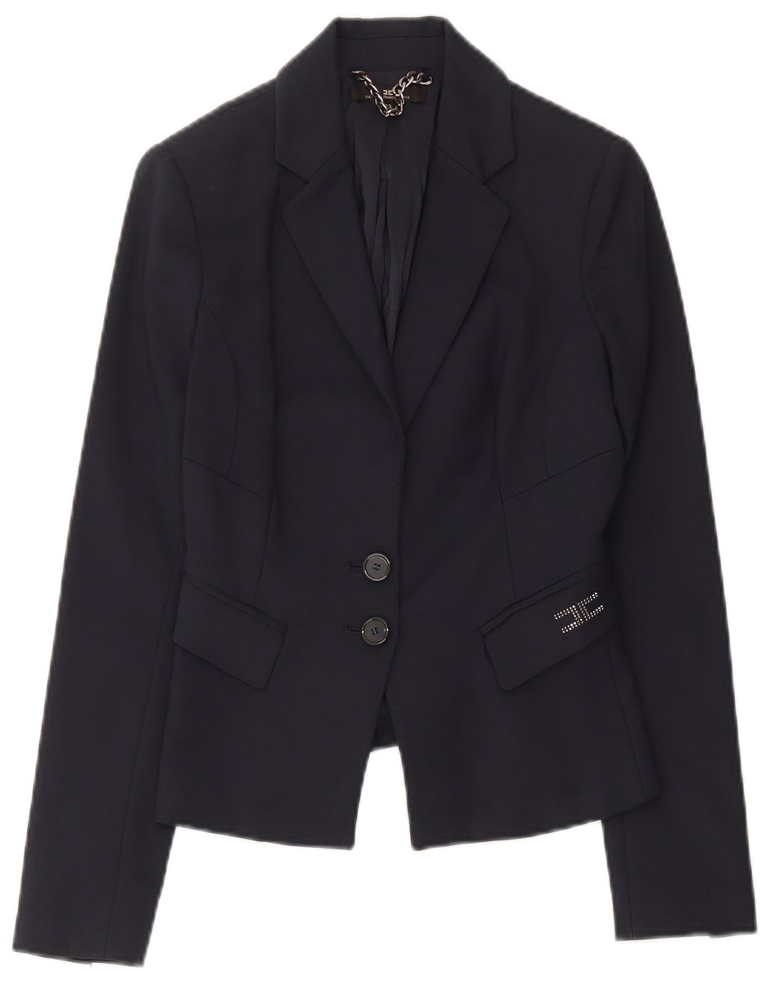 Elisabetta Franchi Dame 2 Button Blazer Jacket IT 42 Medium Navy Blue