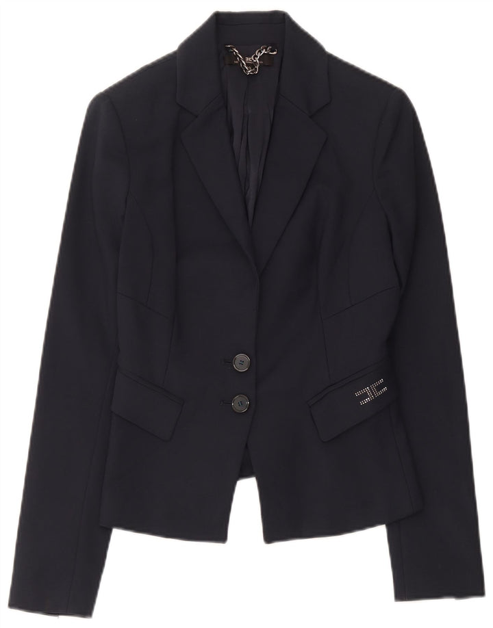 Elisabetta Franchi Dame 2 Button Blazer Jacket IT 42 Medium Navy Blue