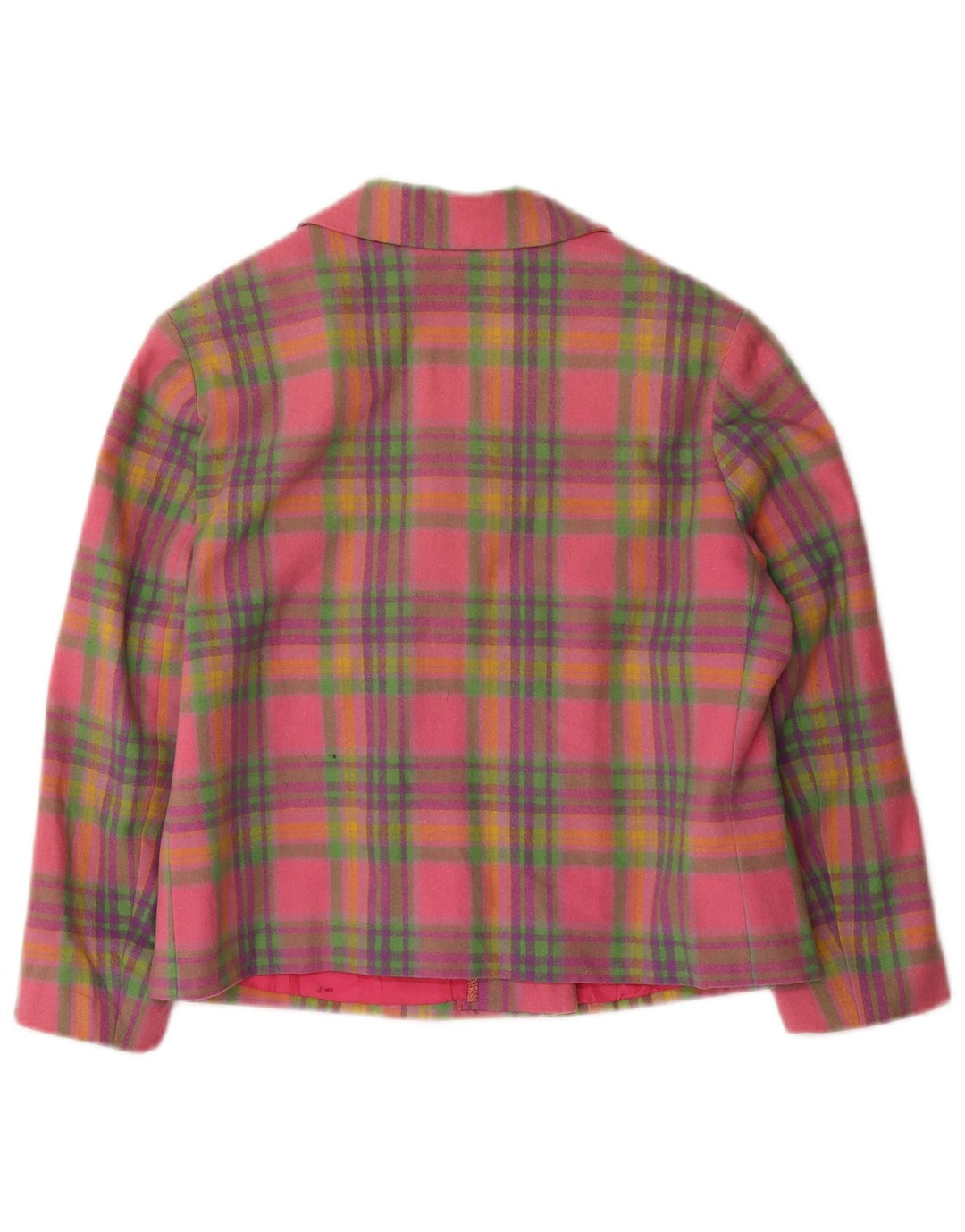 Vintage Dame Crop 3/4-ærmet blazerjakke UK 10 Small Pink Check